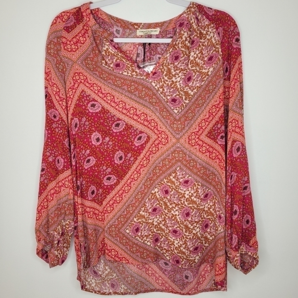 Christian Siriano NWT Floral Tunic Blouse V-Neck Small